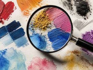 materialer under luppen hos kunstskolen
