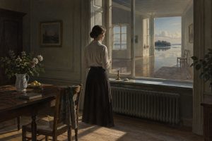 Billedet er et eksempel på magisk realisme i billedkunsten (Ai skabt)